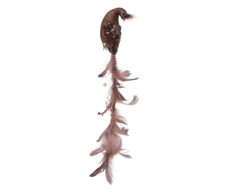 Decoratiune pentru brad de Craciun paun, culoare maro, 35 cm