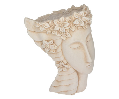 Decoratiune de gradina cap de femeie, cu suport flori, 40 cm