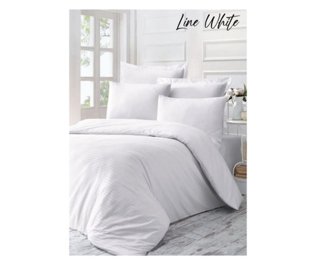 Lenjerie de pat dublu King Premium Exclusive Deluxe Satin Victoria Line White