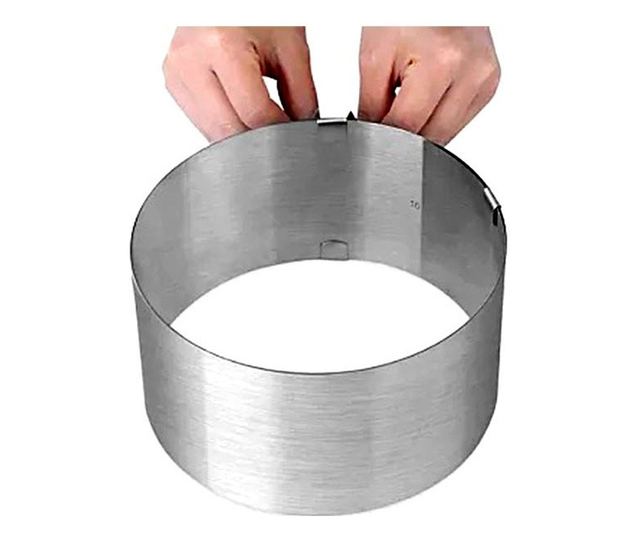 Forma pentru torturi, rotunda reglabila 16-30 cm, Inaltime 8,8 cm, Inox, 461COF