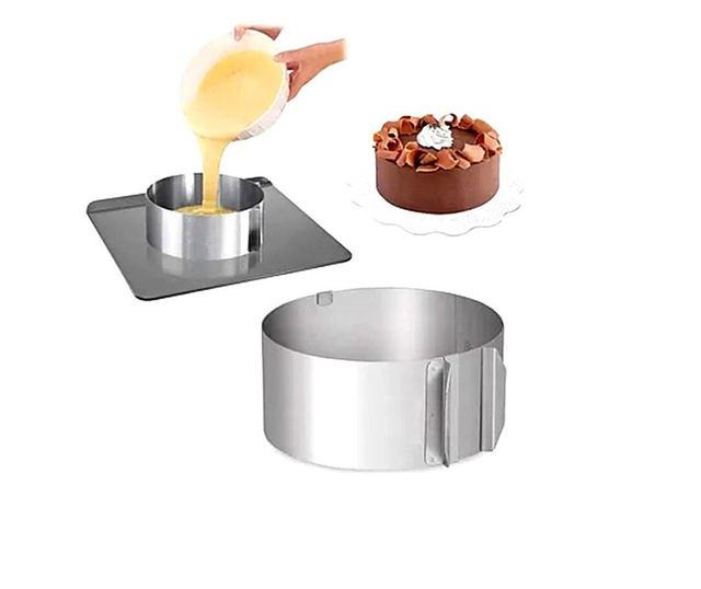 Forma pentru torturi, rotunda reglabila 16-30 cm, Inaltime 8,8 cm, Inox, 461COF