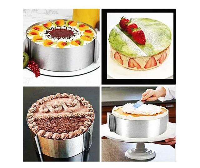 Forma pentru torturi, rotunda reglabila 16-30 cm, Inaltime 8,8 cm, Inox, 461COF