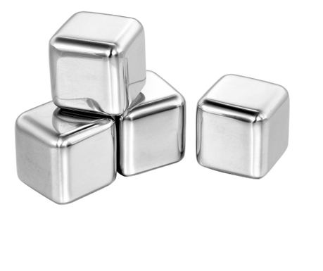 Set 4 Cuburi pentru racirea bauturilor, Argintiu, 2.5 cm, HML54