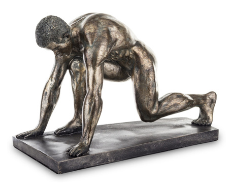 Decoratiune figurina atlet, nuanta bronz, 24x33,5x17 cm