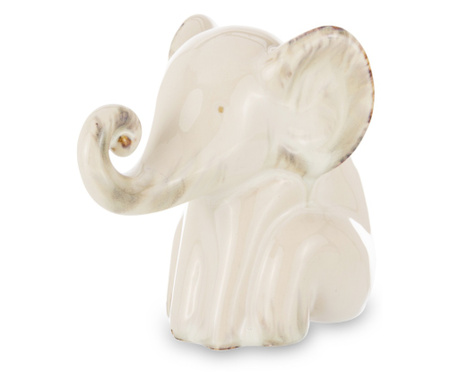 Figurina ceramica elefant, crem, 10x7x12 cm