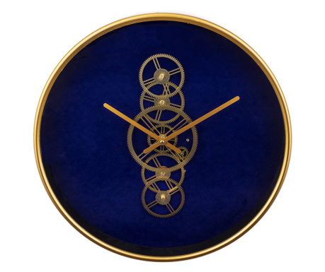 Ceas de perete, cadru metalic auriu, 45,5x45,5x7,5 cm