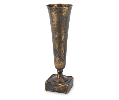 Vaza metalica, auriu antichizat, 49x14x14 cm