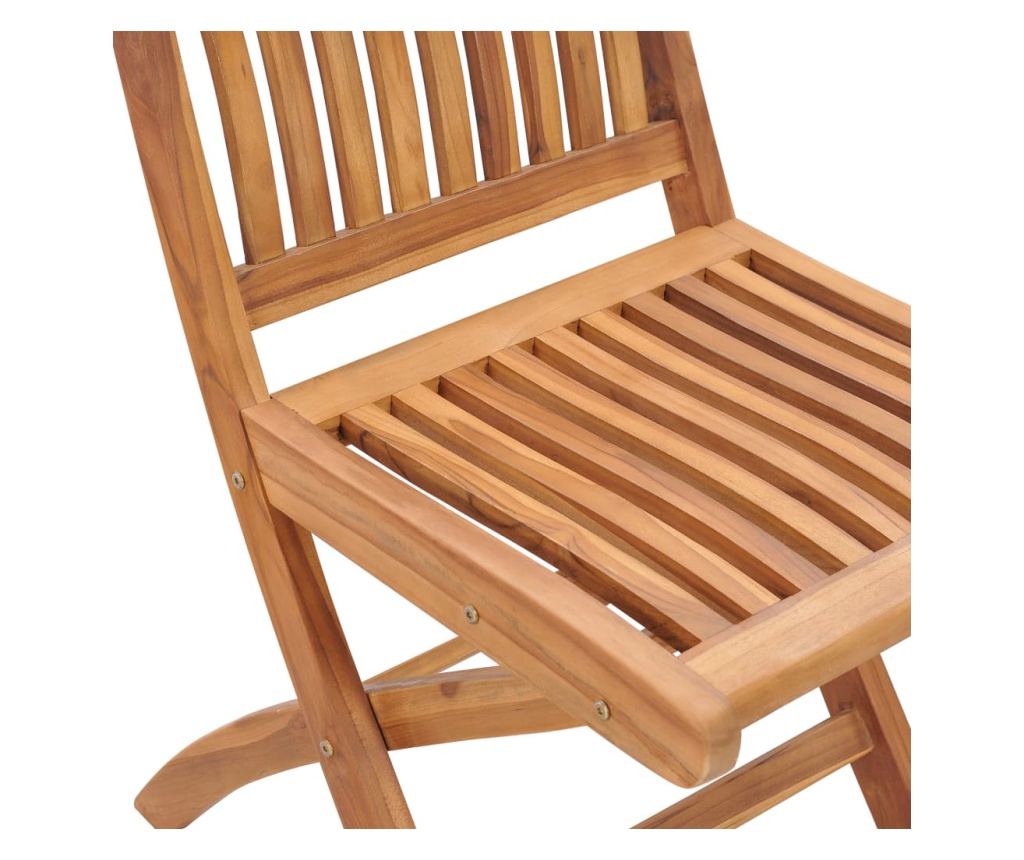 Сгъваеми градински столове с възглавници, 8 бр., масивна тикова дървесина - 6