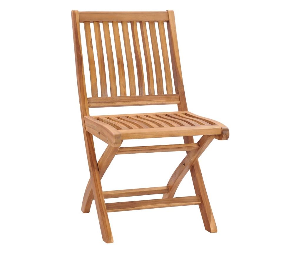 Сгъваеми градински столове с възглавници, 8 бр., масивна тикова дървесина - 4