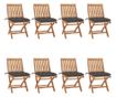 Сгъваеми градински столове с възглавници, 8 бр., масивна тикова дървесина thumbnail 1