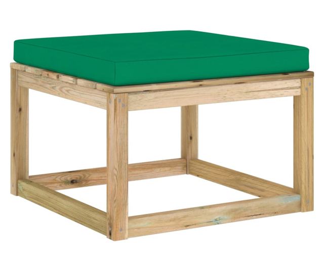 Tabureti za vrt s jastučićem, tretirano drvo bora zeleno