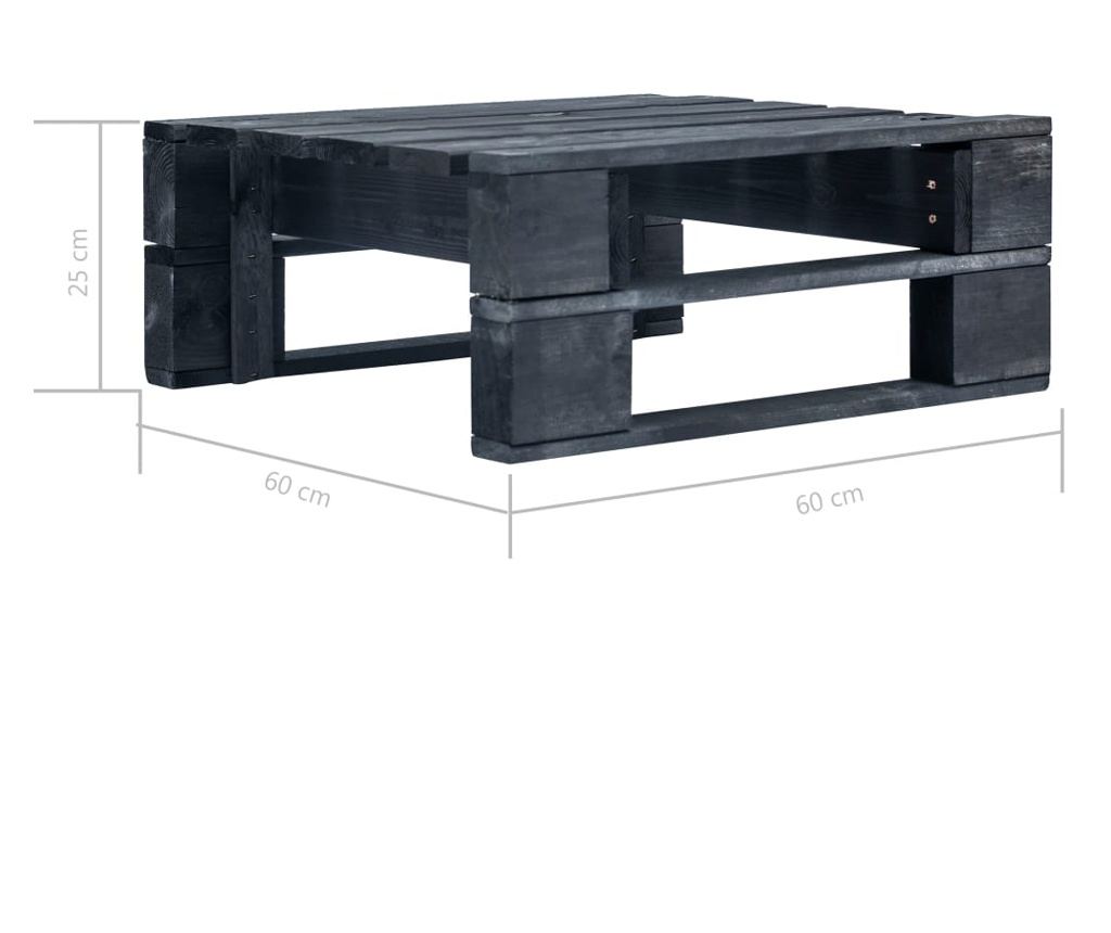 Vrtna klupa od paleta, crna, drvo - 5