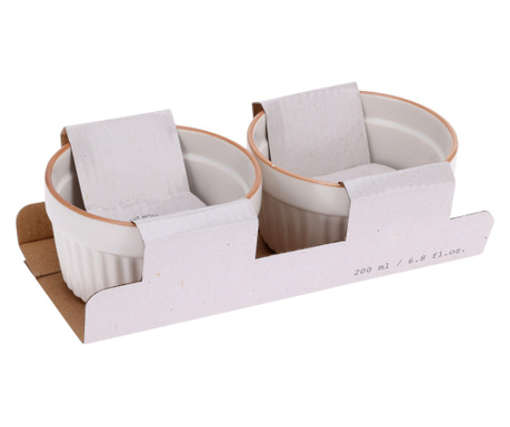 Set 2 vase ramekin, crem, 200 ml