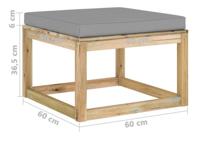 Tabure za vrt s jastučićem, tretirano drvo bora zeleno