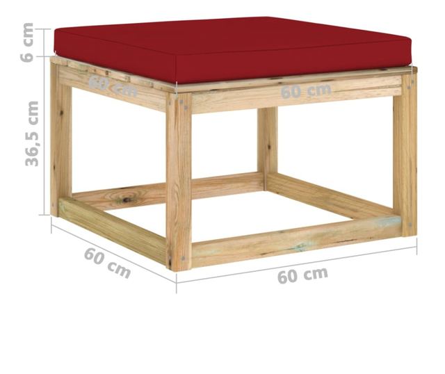 Tabure za vrt s jastučićem, tretirano drvo bora zeleno