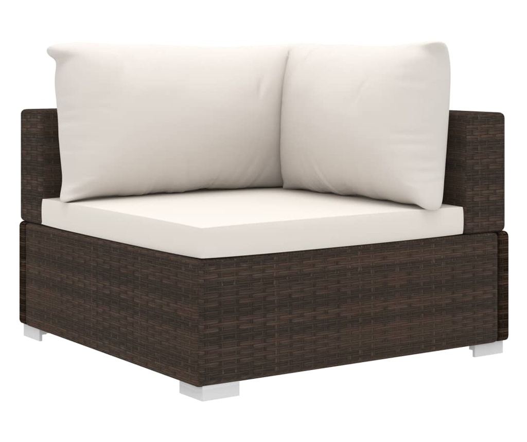 Set mobilier de grădină cu perne, 10 piese, maro, poliratan - 4