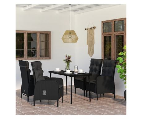 Set vrtne garniture s jastucima, 5 komada, crna