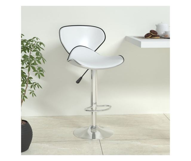 Barski stol, bel, umetno usnje