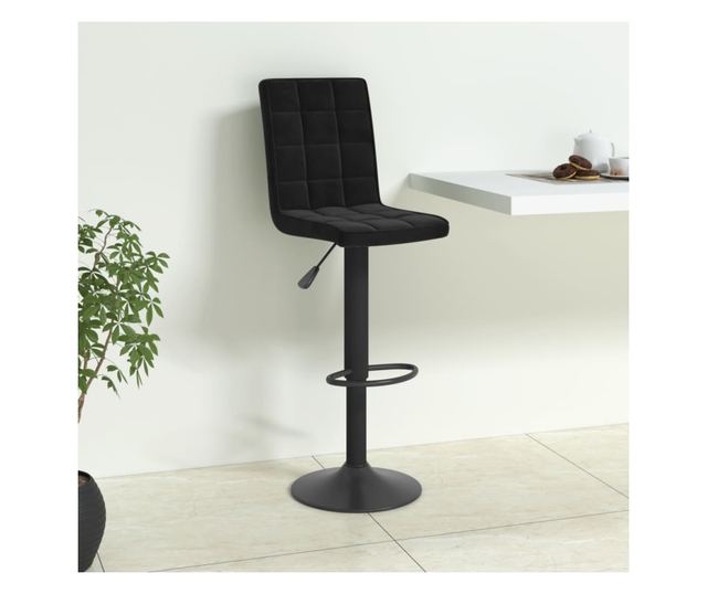 Barski stol, črn, žamet