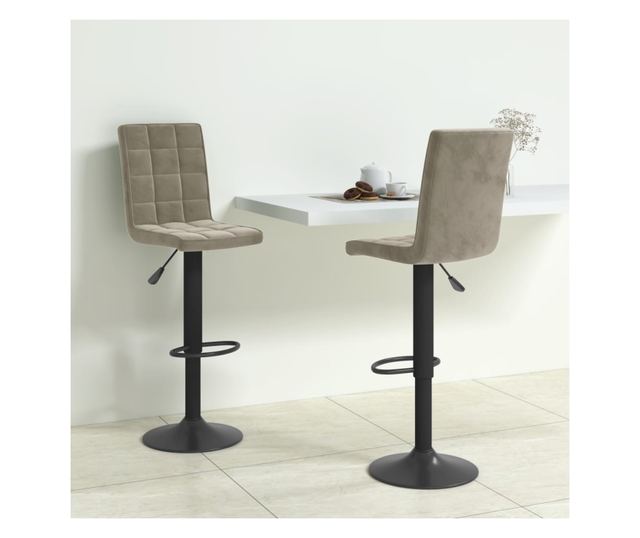 Barski stoli, 2 kosa, svetlo siva, žamet