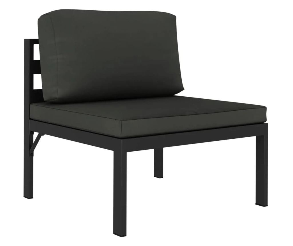 Градински комплект с възглавници, 8 части, антрацит, алуминий - 6