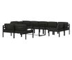 Градински комплект с възглавници, 10 части, антрацит, алуминий thumbnail 3