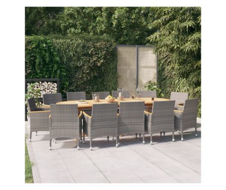Set vrtne garniture s jastucima, 13 komada, siva
