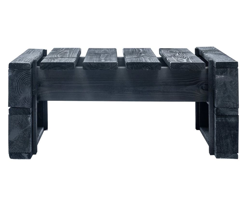 Vrtna klupa od paleta, crna, drvo - 2