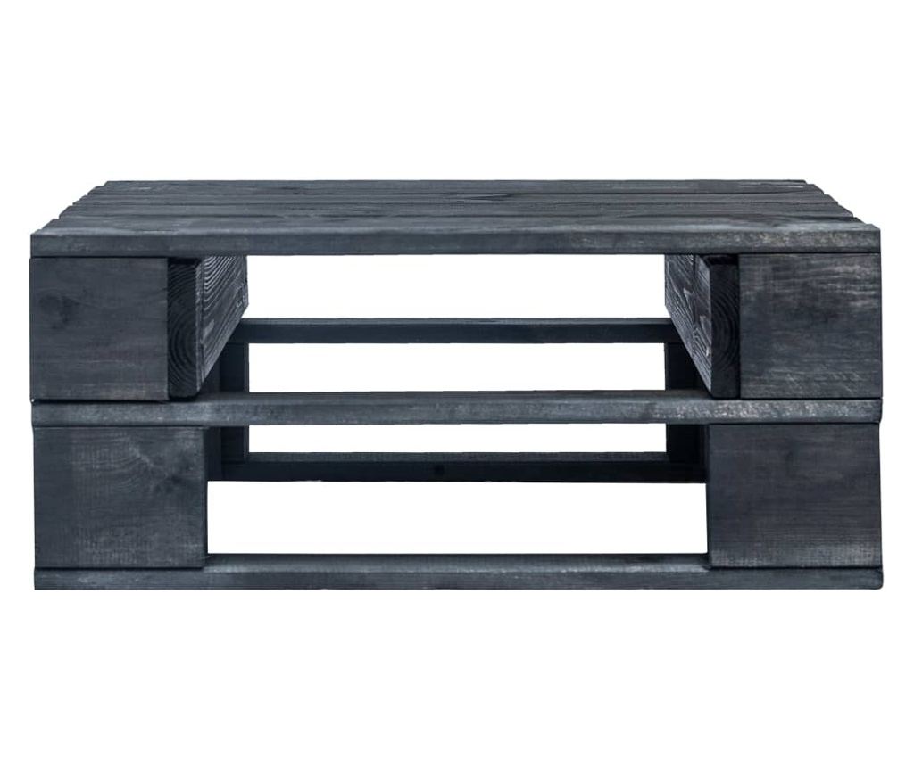 Vrtna klupa od paleta, crna, drvo - 3