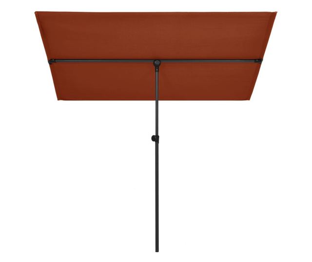 Външен чадър за слънце, алуминиев стълб, тухлено червено, 2x1,5 см