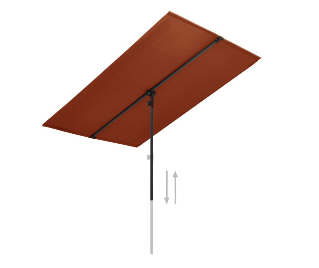 Vanjski suncobran, aluminijski stup, ciglasto crvena, 2x1,5 cm - 4