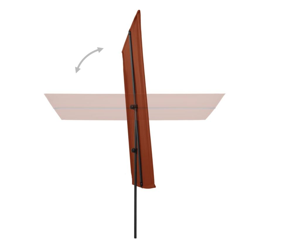 Vanjski suncobran, aluminijski stup, ciglasto crvena, 2x1,5 cm - 5