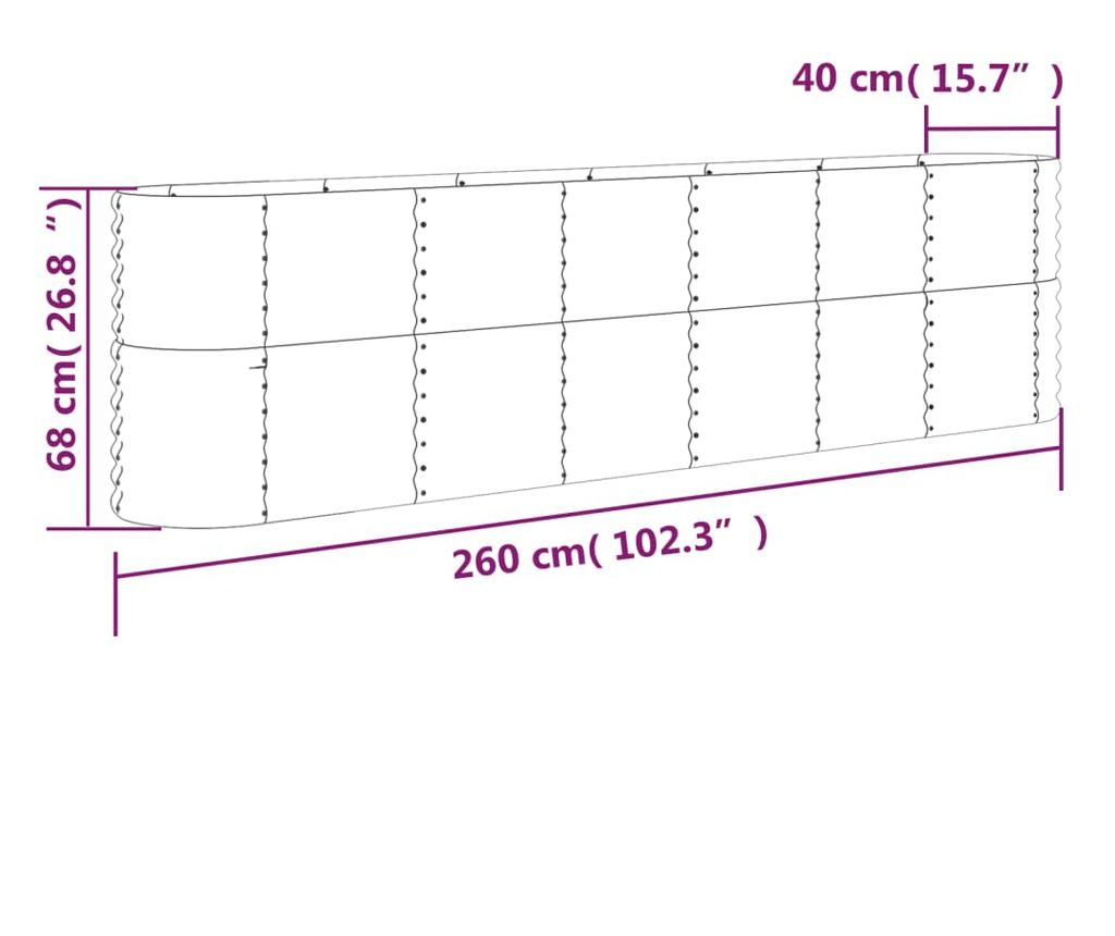 Παρτέρι κήπου γκρι 260x40x68 εκ. ατσάλι με ηλεκτροστατική βαφή - 6