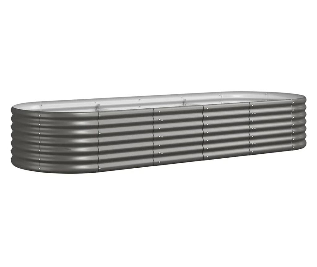 Градинска саксия сива 224x80x36 см боядисана електростатично стомана - 2