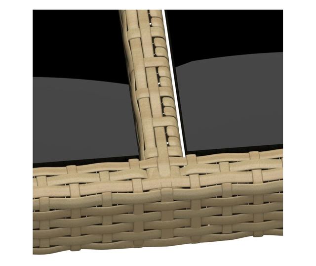 Masă de grădină cu blat din sticlă, bej, poliratan