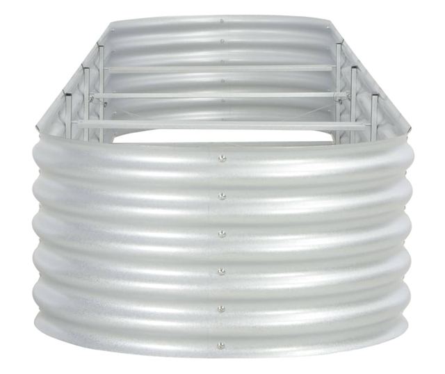 Повдигната градинска леха от поцинкована стомана, сребриста, 400x80x44 см