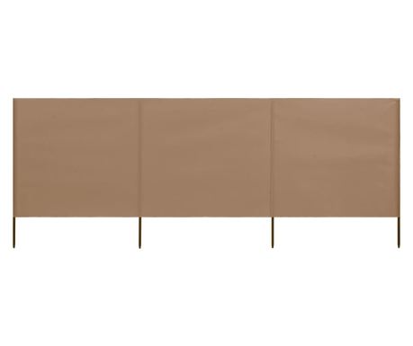 Paravan proti vetru s 3 paneli, siva taupe, 400 x 160 cm tekstil