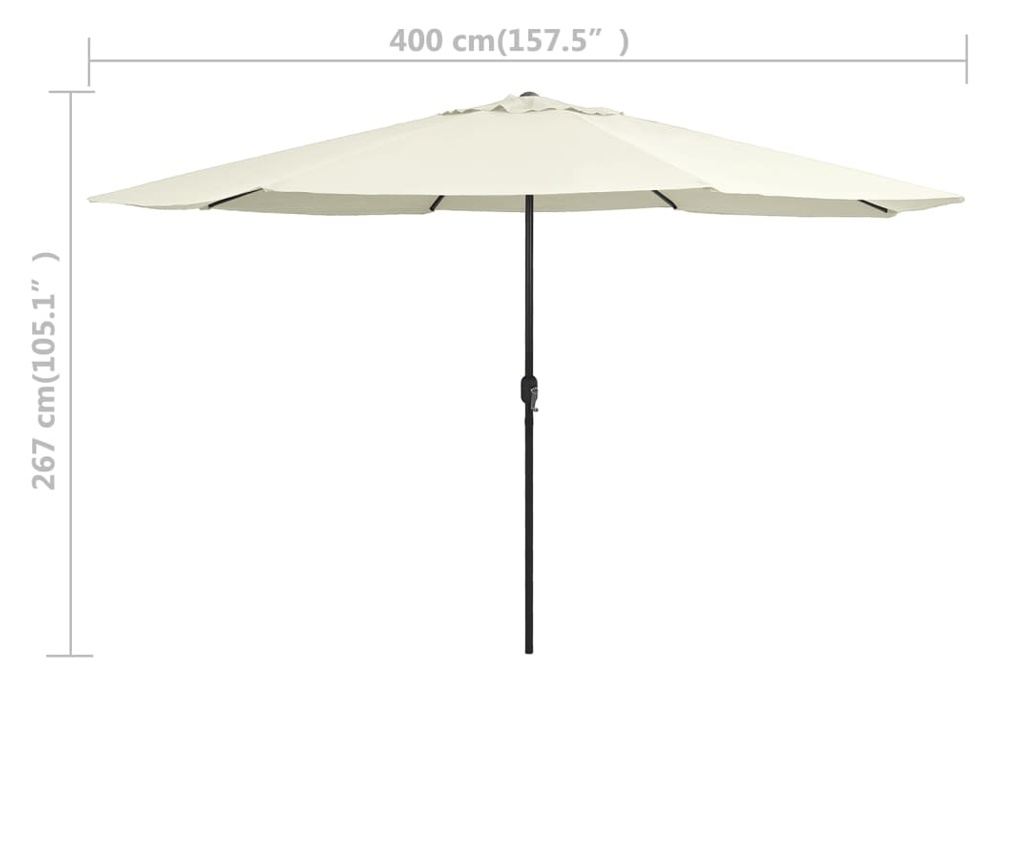 Външен чадър за слънце, метална основа, пясъчно бял 400 см - 6