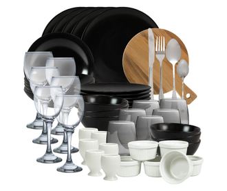 Serviciu Complet de Masa, Cesiro, 73 piese, pentru 6 persoane, Negru Mat