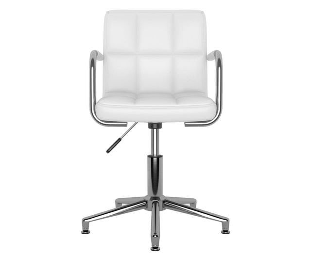 Okretna kuhinjska stolica, 6 kom., bijela, ekološka koža