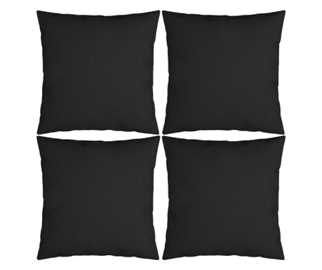 Perne decorative, 4 buc., negru, 60 x 60 cm, material textil
