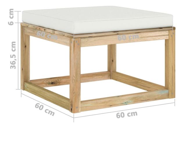 Tabure za vrt s jastučićem, tretirano drvo bora zeleno