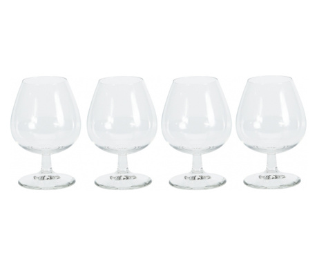Set 4 pahare coniac Excellent Houseware, sticla, 5.6x13 cm, 350 ml, transparent