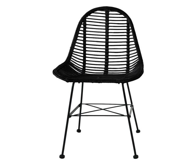 Jedilni stoli, 6 kosov, črni, naravni ratan