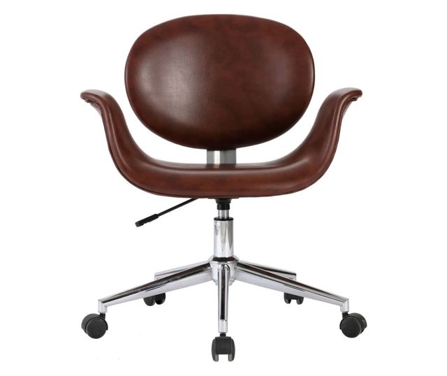 Okretni kuhinjski stolac, smeđi, ekološka koža