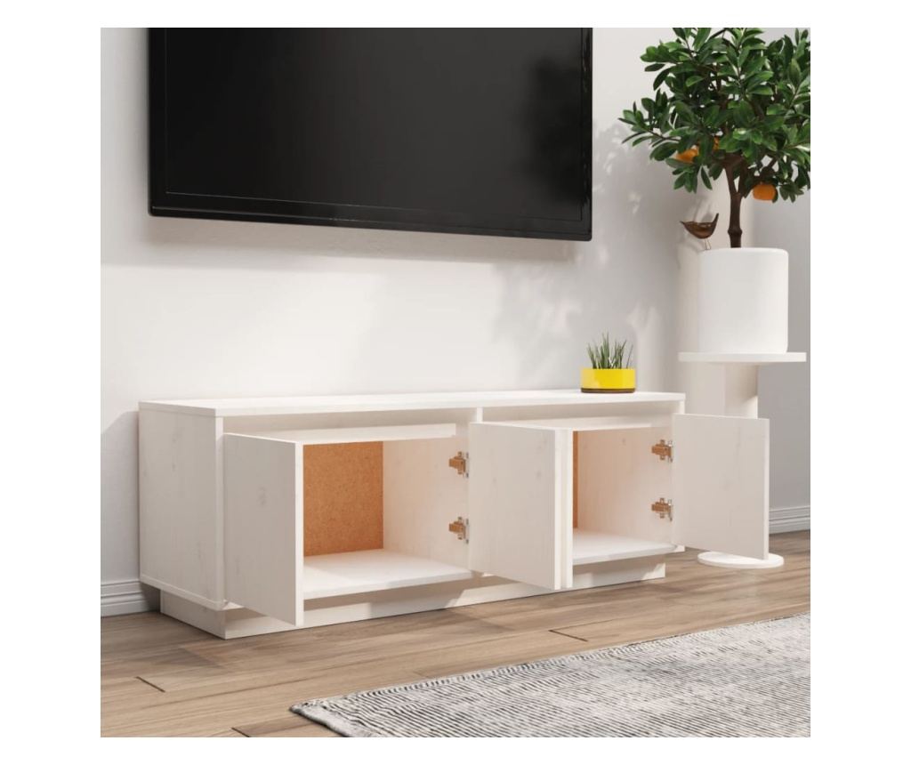 TV komoda, bijela, 110x34x40 cm, masivno drvo bora - 3