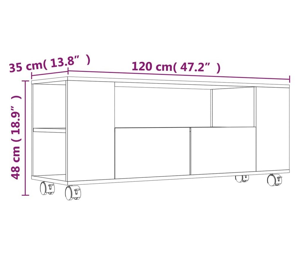 TV komoda, crna ekstra sjajna, 120 x 35 x 43 cm, PAL - 6