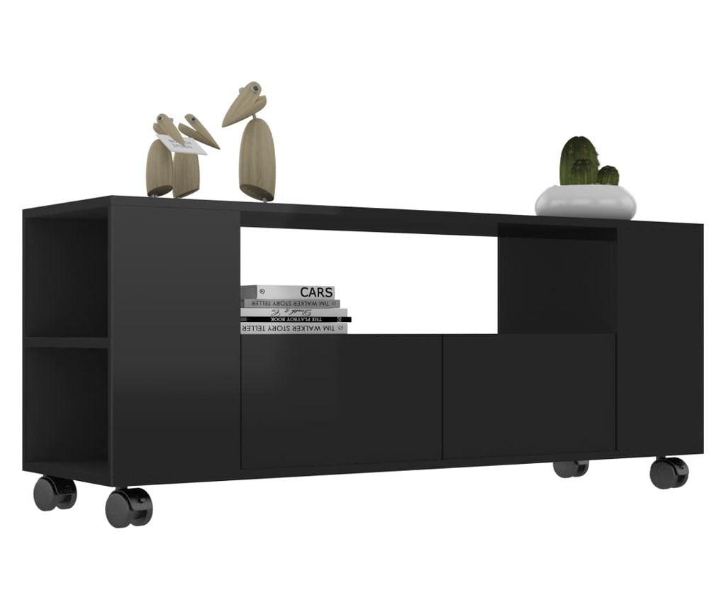 TV komoda, crna ekstra sjajna, 120 x 35 x 43 cm, PAL - 3