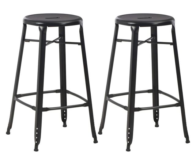 Barski stoli, 2 kosa, črni, jeklo