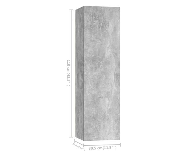 Set TV ormara, 7 dijelova, sivi beton, iverica